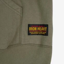 14oz Ultra Heavyweight Loopwheel Cotton Hoodie - Olive -Denim Clothing-Iron Heart International IHSW 49 OLV 10
