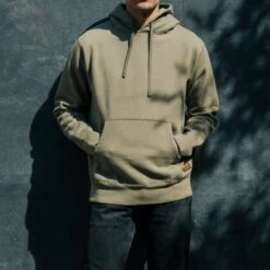 14oz Ultra Heavyweight Loopwheel Cotton Hoodie - Olive -Denim Clothing-Iron Heart International IHSW 49 OLV 3