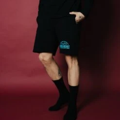 Ultra Heavy Cotton Fleece Printed Sweat Shorts – Black -Denim Clothing-Iron Heart International IHSW 50 BLK 2