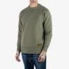 14oz Ultra Heavyweight Loopwheel Cotton Crew Neck Sweat - Olive -Denim Clothing-Iron Heart International IHSW 69L OLV