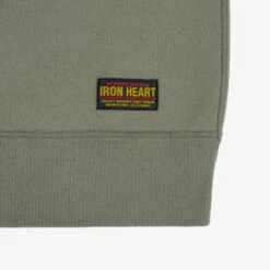 14oz Ultra Heavyweight Loopwheel Cotton Crew Neck Sweat - Olive -Denim Clothing-Iron Heart International IHSW 69L OLV 4
