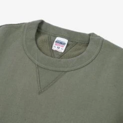 14oz Ultra Heavyweight Loopwheel Cotton Crew Neck Sweat - Olive -Denim Clothing-Iron Heart International IHSW 69L OLV 5