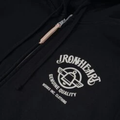 14oz Ultra Heavyweight Loopwheel Printed Hooded Sweat – Black -Denim Clothing-Iron Heart International IHSW 72 BLK 10