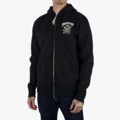 14oz Ultra Heavyweight Loopwheel Printed Hooded Sweat – Black