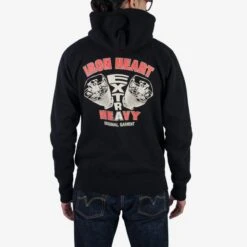 14oz Ultra Heavyweight Loopwheel Printed Hooded Sweat – Black -Denim Clothing-Iron Heart International IHSW 72 BLK 3