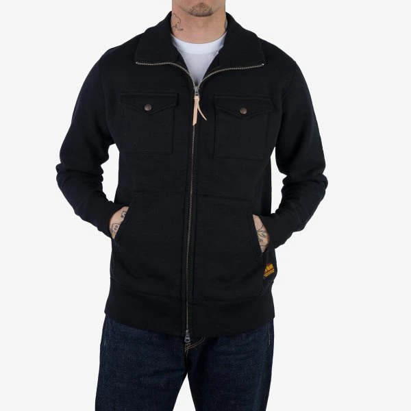 14oz Ultra Heavyweight Loopwheel Sweater Jacket - Black 4 14oz Ultra Heavyweight Loopwheel Sweater Jacket - Black - Image 2