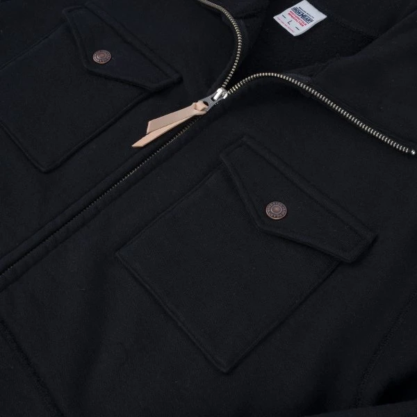 14oz Ultra Heavyweight Loopwheel Sweater Jacket - Black 13 14oz Ultra Heavyweight Loopwheel Sweater Jacket - Black - Image 11