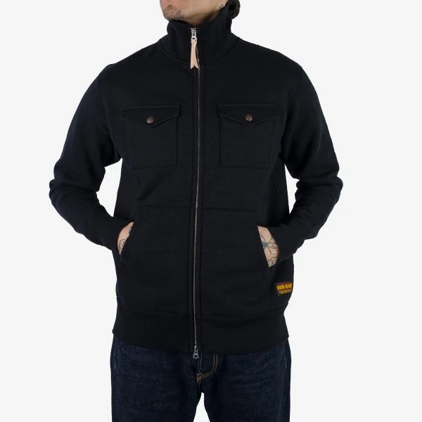 14oz Ultra Heavyweight Loopwheel Sweater Jacket - Black 5 14oz Ultra Heavyweight Loopwheel Sweater Jacket - Black - Image 3