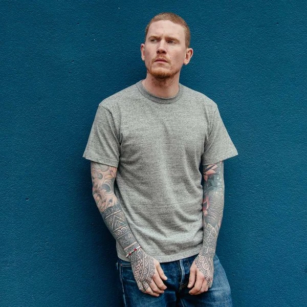 6.5oz Loopwheel Crew Neck T-Shirt With Longer Body - Light Grey 5 6.5oz Loopwheel Crew Neck T-Shirt With Longer Body - Light Grey - Image 3