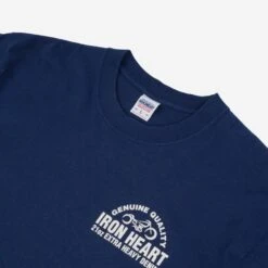7.5oz Printed Loopwheel Crew Neck Long Sleeved T-Shirt - Navy -Denim Clothing-Iron Heart International IHTL 2302 NAV 6