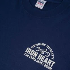 7.5oz Printed Loopwheel Crew Neck Long Sleeved T-Shirt - Navy -Denim Clothing-Iron Heart International IHTL 2302 NAV 8