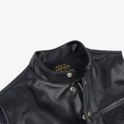 Japanese Steerhide Modified Type III Vest - Black -Denim Clothing-Iron Heart International IHV 45 BLK 7
