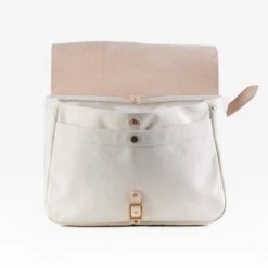 Obbi Good Label Heavy Canvas Saddle Bag With Leather Flap -Denim Clothing-Iron Heart International OGL 9981 SADDLE WHT 1