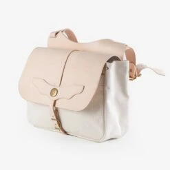 Obbi Good Label Heavy Canvas Saddle Bag With Leather Flap -Denim Clothing-Iron Heart International OGL 9981 SADDLE WHT 3