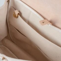 Obbi Good Label Heavy Canvas Saddle Bag With Leather Flap -Denim Clothing-Iron Heart International OGL 9981 SADDLE WHT 8