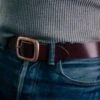 OGL Single Prong Copper Garrison Buckle Leather Belt - Hand Dyed Brown -Denim Clothing-Iron Heart International OGL BELT COP BRN