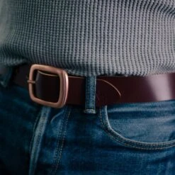 OGL Single Prong Copper Garrison Buckle Leather Belt - Hand Dyed Brown