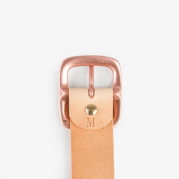 OGL Single Prong Copper Garrison Buckle Leather Belt - Natural 5 OGL Single Prong Copper Garrison Buckle Leather Belt - Natural - Image 3