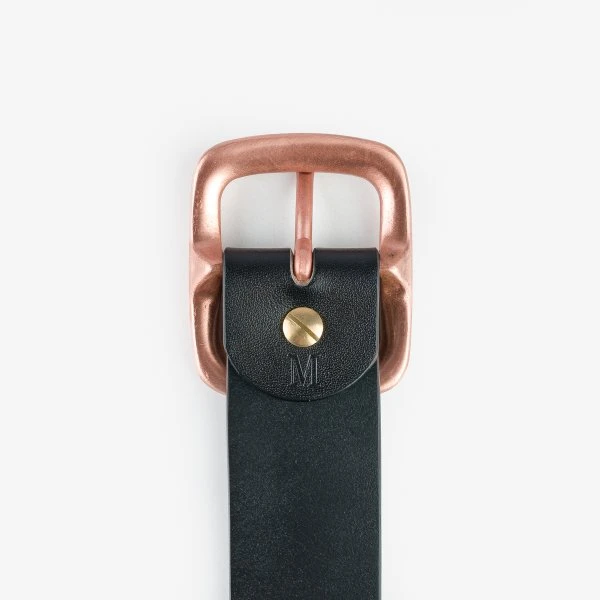OGL Single Prong Copper Garrison Buckle Leather Belt - Full Dyed Black 5 OGL Single Prong Copper Garrison Buckle Leather Belt - Full Dyed Black - Image 3