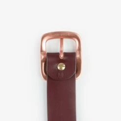OGL Single Prong Copper Garrison Buckle Leather Belt - Full Dyed Brown -Denim Clothing-Iron Heart International OGL BELT FULL COP BRN 2