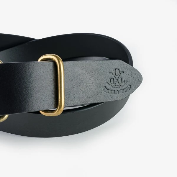 OGL Single Prong Brass Roller Buckle Leather Belt - Full Dyed Black 7 OGL Single Prong Brass Roller Buckle Leather Belt - Full Dyed Black - Image 5