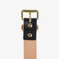 OGL Single Prong Brass Roller Buckle Leather Belt - Hand Dyed Black -Denim Clothing-Iron Heart International OGL BELT ROLL BLK 2