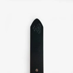 OGL Single Prong Brass Roller Buckle Leather Belt - Hand Dyed Black -Denim Clothing-Iron Heart International OGL BELT ROLL BLK 3