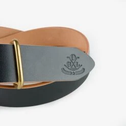 OGL Single Prong Brass Roller Buckle Leather Belt - Hand Dyed Black -Denim Clothing-Iron Heart International OGL BELT ROLL BLK 4