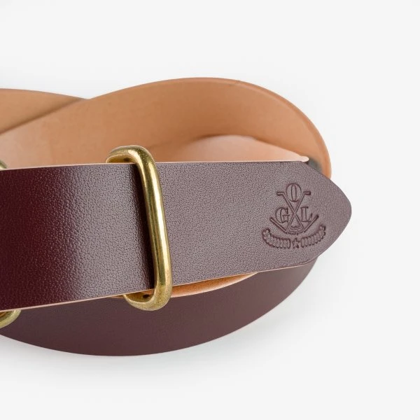OGL Single Prong Brass Roller Buckle Leather Belt - Hand Dyed Brown 7 OGL Single Prong Brass Roller Buckle Leather Belt - Hand Dyed Brown - Image 5