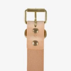 OGL Single Prong Brass Roller Buckle Leather Belt - Natural 9 OGL Single Prong Brass Roller Buckle Leather Belt - Natural -Denim Clothing-Iron Heart International OGL BELT ROLL NAT 2