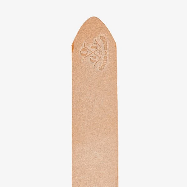 OGL Single Prong Brass Roller Buckle Leather Belt - Natural 6 OGL Single Prong Brass Roller Buckle Leather Belt - Natural - Image 4