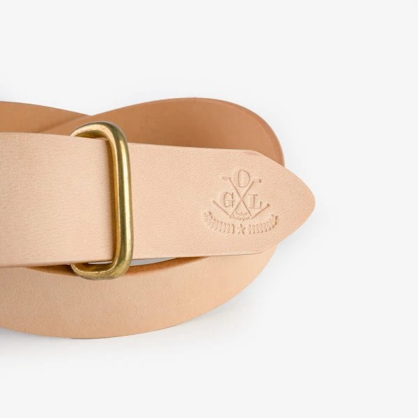 OGL Single Prong Brass Roller Buckle Leather Belt - Natural 7 OGL Single Prong Brass Roller Buckle Leather Belt - Natural - Image 5
