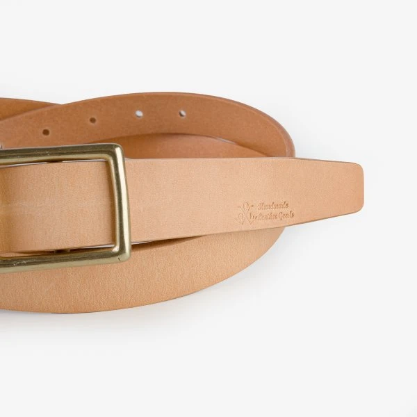 OGL Square Brass ‘Prongless’ Buckle Leather Belt - Natural 5 OGL Square Brass ‘Prongless’ Buckle Leather Belt - Natural - Image 3