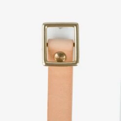 OGL Square Brass ‘Prongless’ Buckle Leather Belt - Natural 9 OGL Square Brass ‘Prongless’ Buckle Leather Belt - Natural -Denim Clothing-Iron Heart International OGL BELT SQ NAT 3