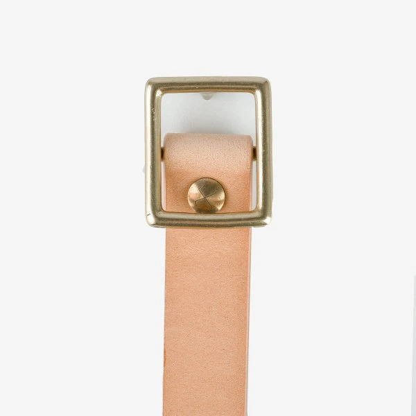 OGL Square Brass ‘Prongless’ Buckle Leather Belt - Natural 6 OGL Square Brass ‘Prongless’ Buckle Leather Belt - Natural - Image 4