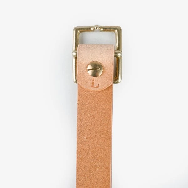 OGL Square Brass ‘Prongless’ Buckle Leather Belt - Natural 3 OGL Square Brass ‘Prongless’ Buckle Leather Belt - Natural