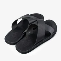 OGL X Dr. Sole Leather Cross Sandals - Black -Denim Clothing-Iron Heart International OGL DRSOLE CROSS BLK 2
