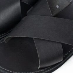 OGL X Dr. Sole Leather Cross Sandals - Black -Denim Clothing-Iron Heart International OGL DRSOLE CROSS BLK 4