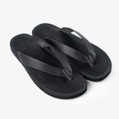 OGL X Dr. Sole Leather Thong Sandals - Black -Denim Clothing-Iron Heart International OGL DRSOLE THONG BLK 2