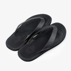 OGL X Dr. Sole Leather Thong Sandals - Black -Denim Clothing-Iron Heart International OGL DRSOLE THONG BLK 3
