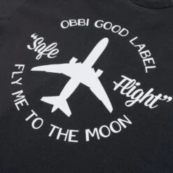 OGL 6.2oz Ringspun T-shirt - Silkscreen Printed 'Fly Me To The Moon' - Charcoal -Denim Clothing-Iron Heart International OGL TEE LOT20 FMT CHA 3