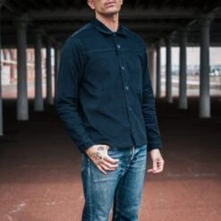 SaturdayTypeFever - Japanese Corduroy Shirt - Navy -Denim Clothing-Iron Heart International STF CORS NAV 2