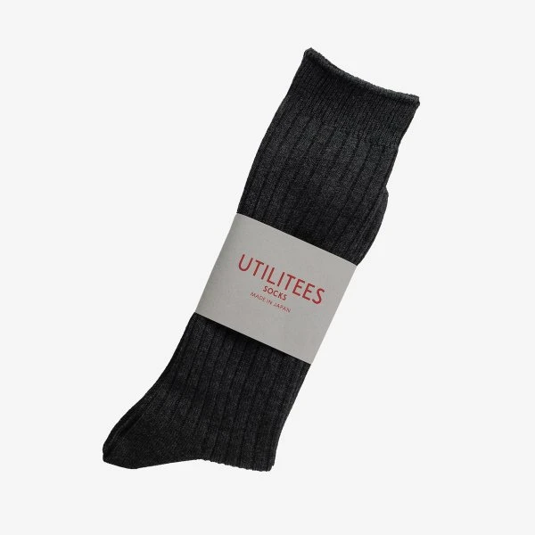 UTILITEES Mixed Cotton Crew Socks - Charcoal Grey 3 UTILITEES Mixed Cotton Crew Socks - Charcoal Grey