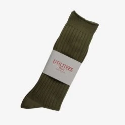 UTILITEES Mixed Cotton Crew Socks - Khaki