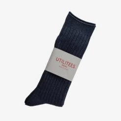 UTILITEES Mixed Cotton Crew Socks - Navy