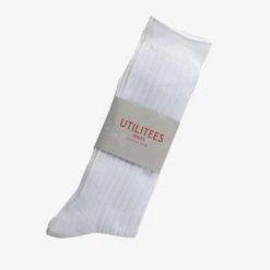 UTILITEES Mixed Cotton Crew Socks - White