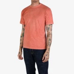 5.5oz Loopwheel Crew Neck T-Shirt - Hand Dyed Coral Pink