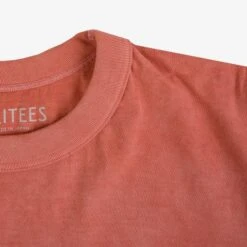 5.5oz Loopwheel Crew Neck T-Shirt - Hand Dyed Coral Pink 9 5.5oz Loopwheel Crew Neck T-Shirt - Hand Dyed Coral Pink -Denim Clothing-Iron Heart International UTIL HDYE COR 3