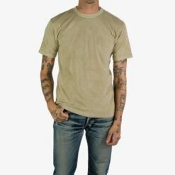 UTILITEES - 5.5oz Loopwheel Crew Neck T-Shirt - Hand Dyed Sage Green