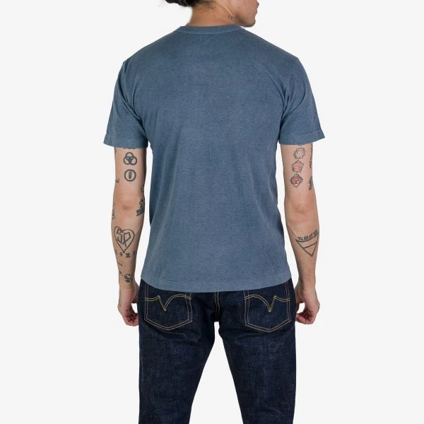 UTILITEES - 5.5oz Loopwheel Crew Neck T-Shirt - Natural Indigo / White Body 4 UTILITEES - 5.5oz Loopwheel Crew Neck T-Shirt - Natural Indigo / White Body - Image 2